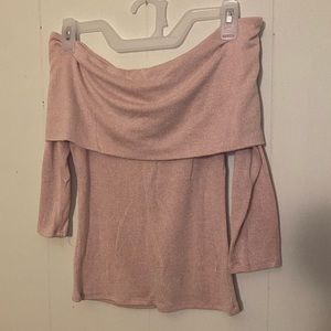 Off the shoulder light sweater shirt